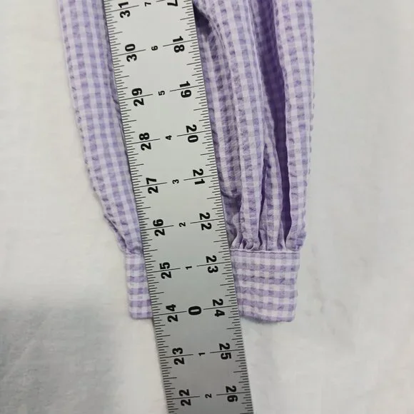 Zara, Lavender & White Gingham Check Crop Top, Long Sleeve, Renaissance, Peasant - Picture 13 of 14